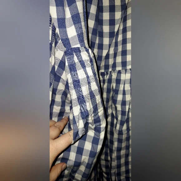 Old Navy White And Blue Gingham Dress With Pockets! - Picture 3 of 4